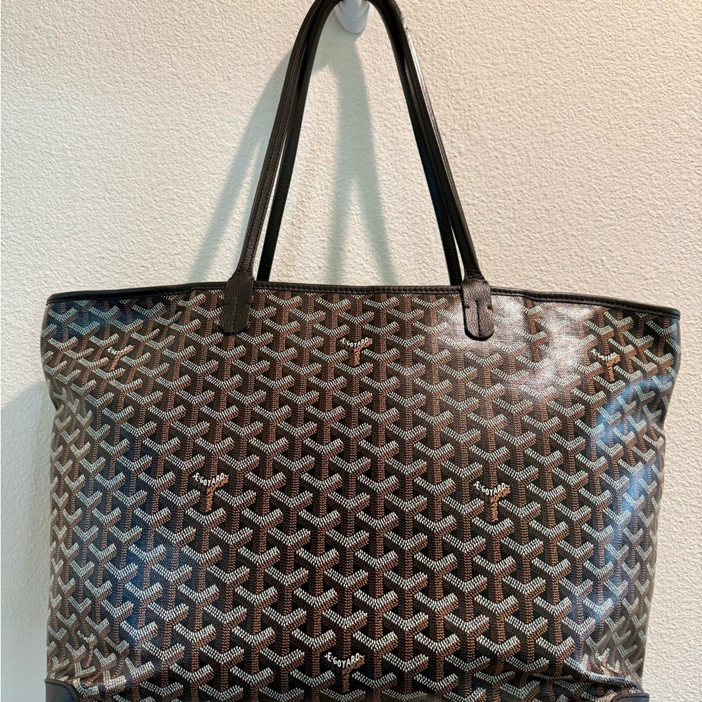 Auth Goyard Artois MM Tote Black/Tan Very Good/Excellent Cond Zippered 2022